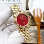 Rolex Datejust Replica Ladies Watch Red Face 31MM Yellow Gold Case